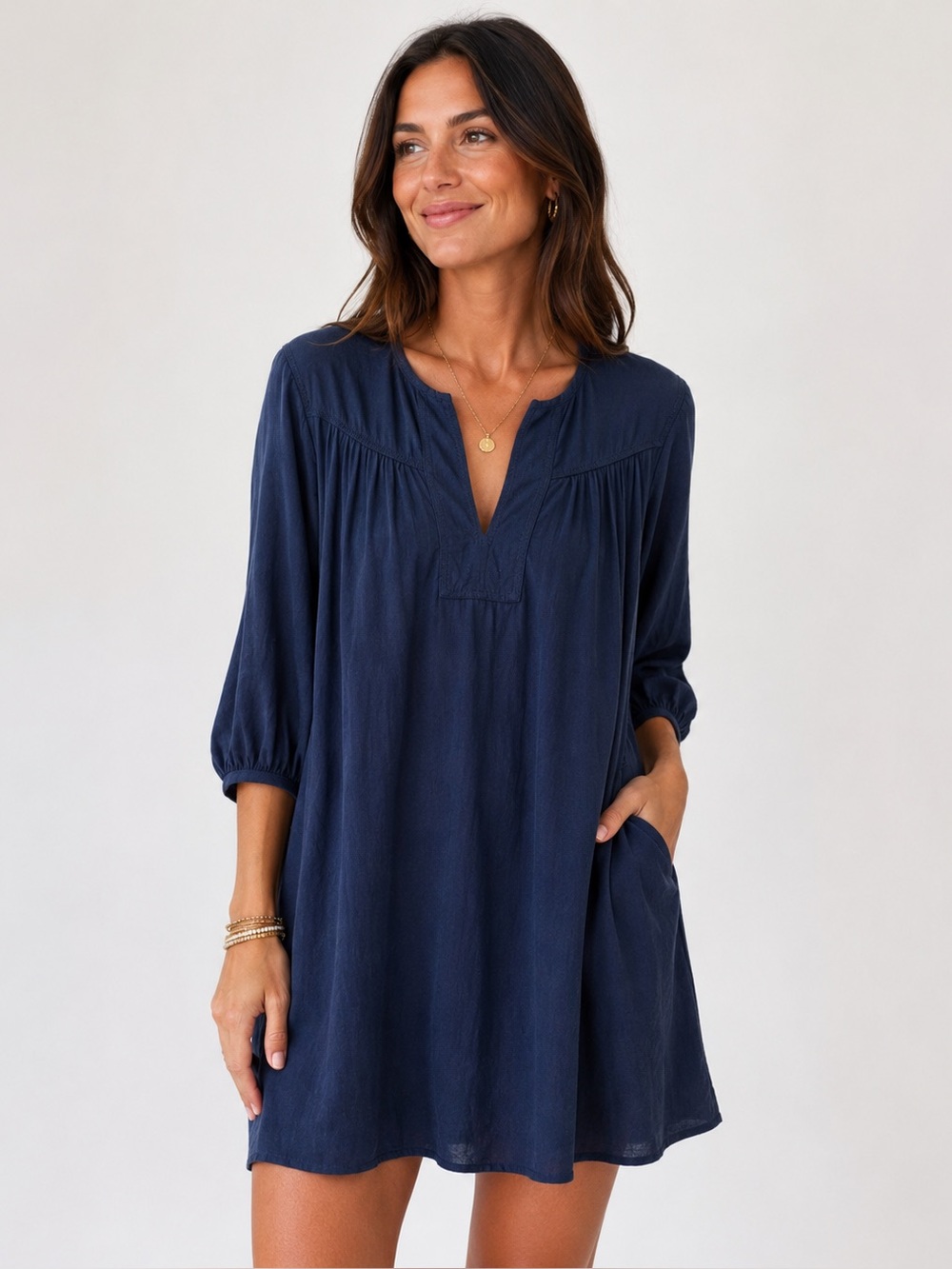 ba&sh Navy Blue Tunic Dress Size 0 Effortless French Style